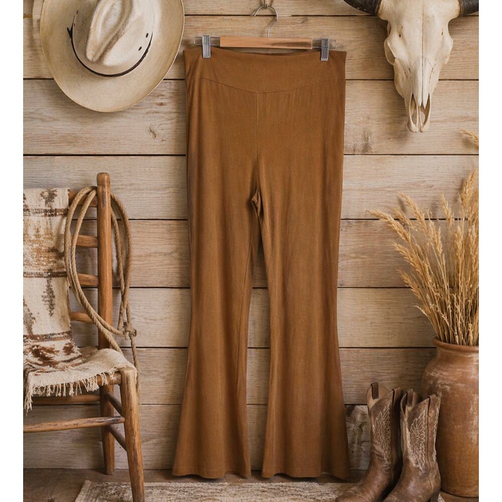 Copper Key High Rise XL Burnt Brown Bell Cowboy Rodeo Faux Suede Riding Pants